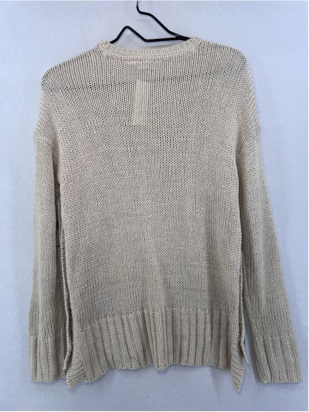 RetRod Knit Pullover Sweater Beige Button Accent Crew Neck Long Sleeve Small NWT - Picture 8 of 16
